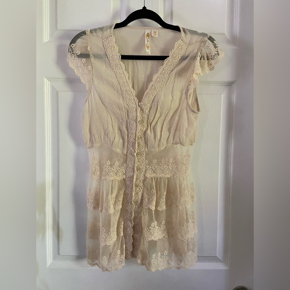 ✨2/$20✨ ADIVA Boho Cream Blouse